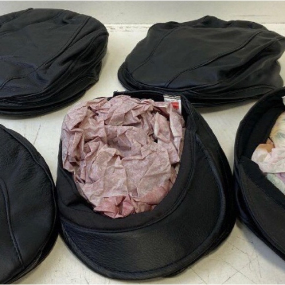 Black Genuine Leather Cap Size Small Made in the USA